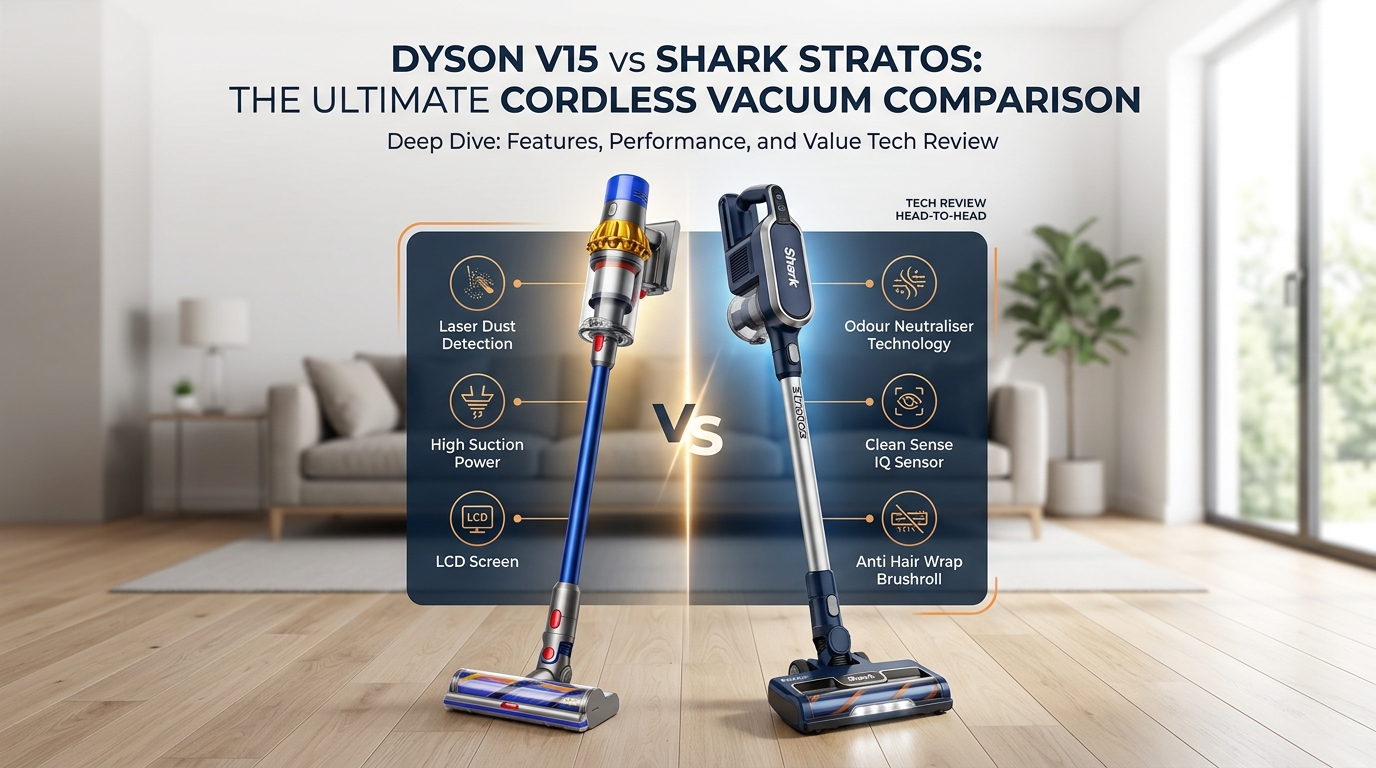 You are currently viewing Dyson V15 vs Shark Stratos 2026: Ultimate Vacuum Battle