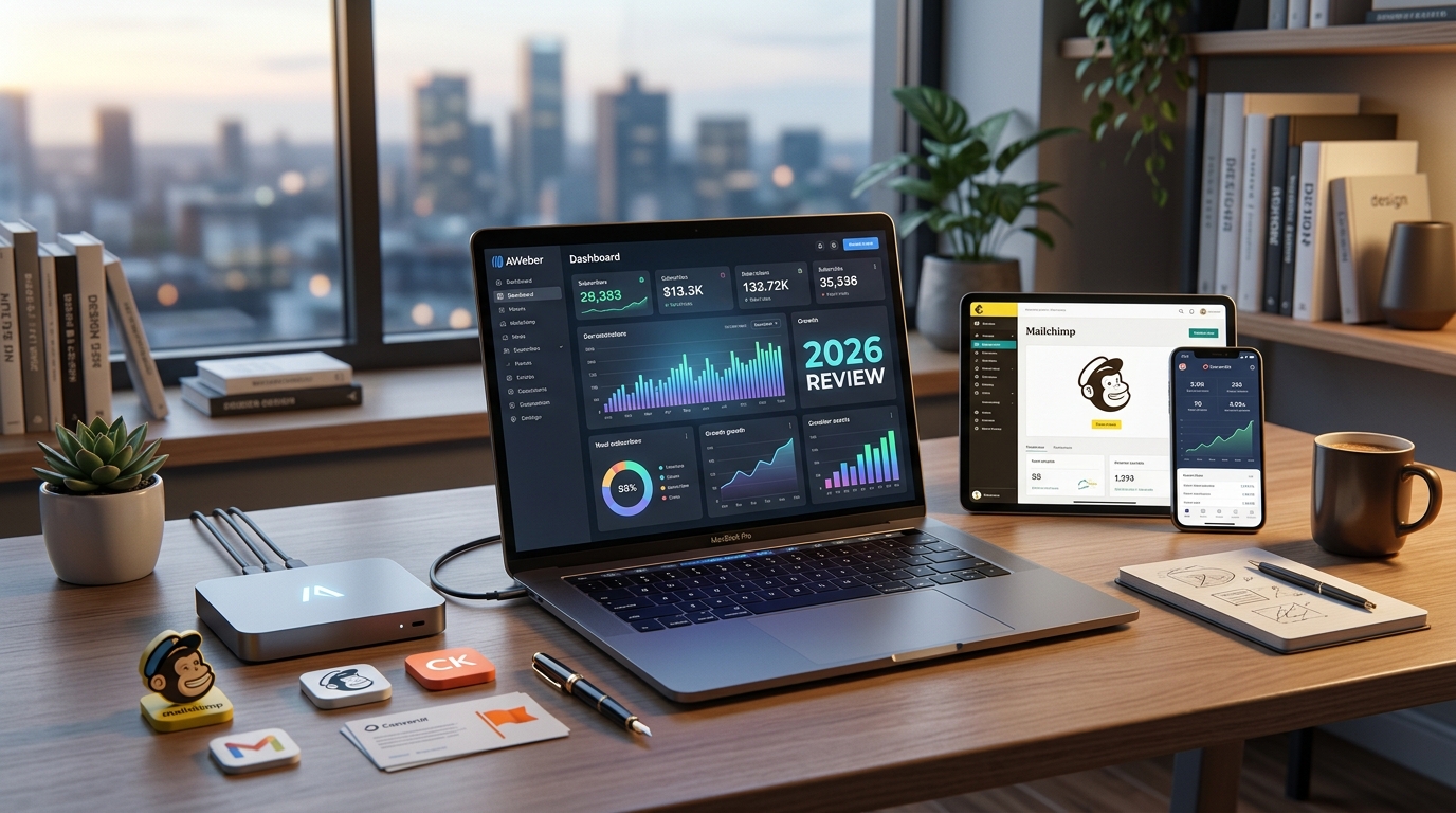 AWeber vs Mailchimp vs ConvertKit 2026 - hero image