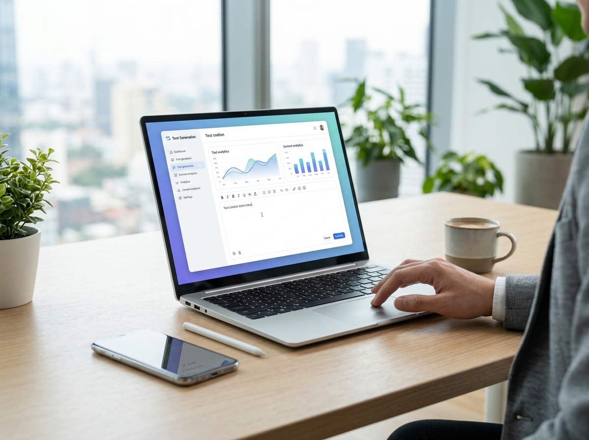 Chart showing AI writing tool testing metrics and scores from a 2026 comparison study