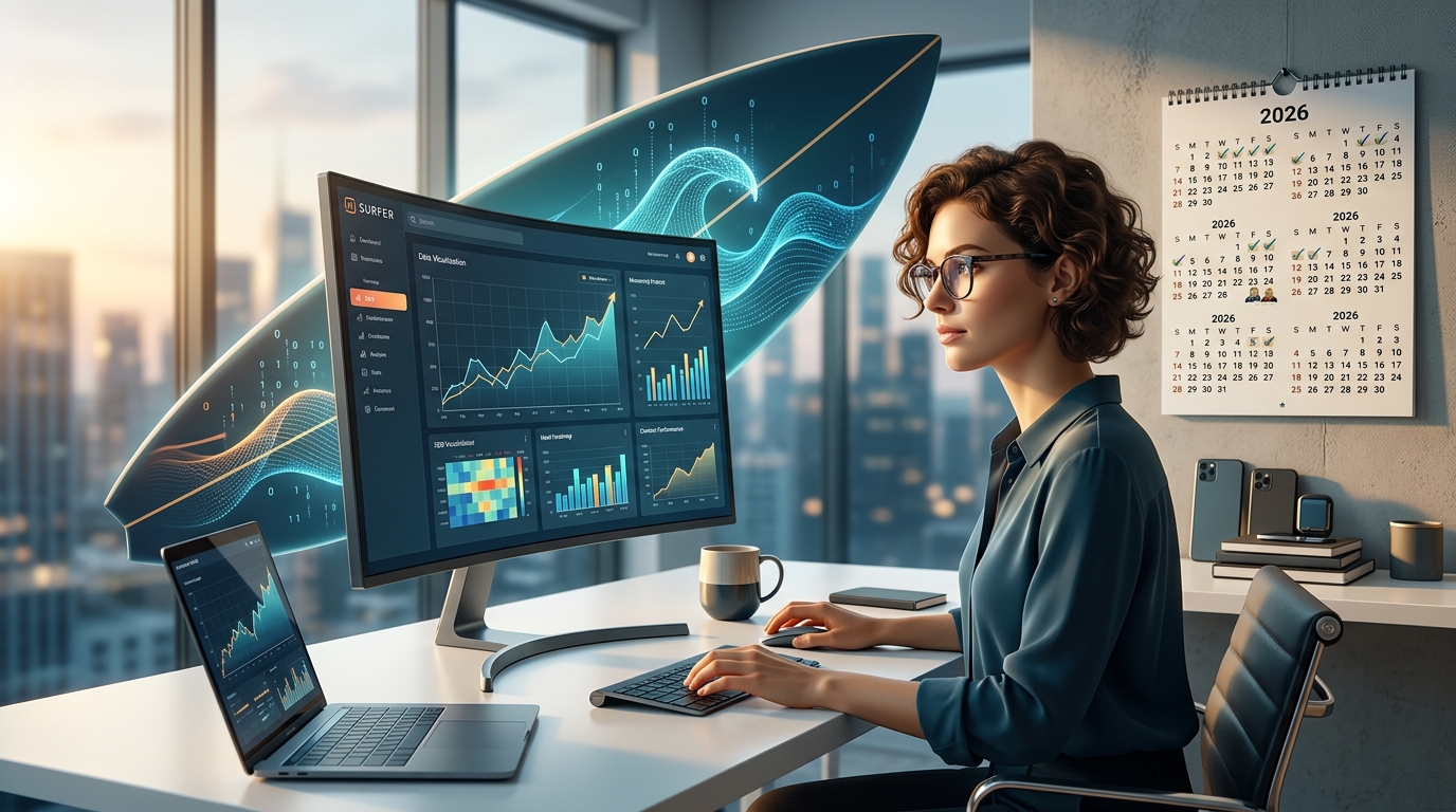 Surfer SEO Review 2026 dashboard interface showing content score